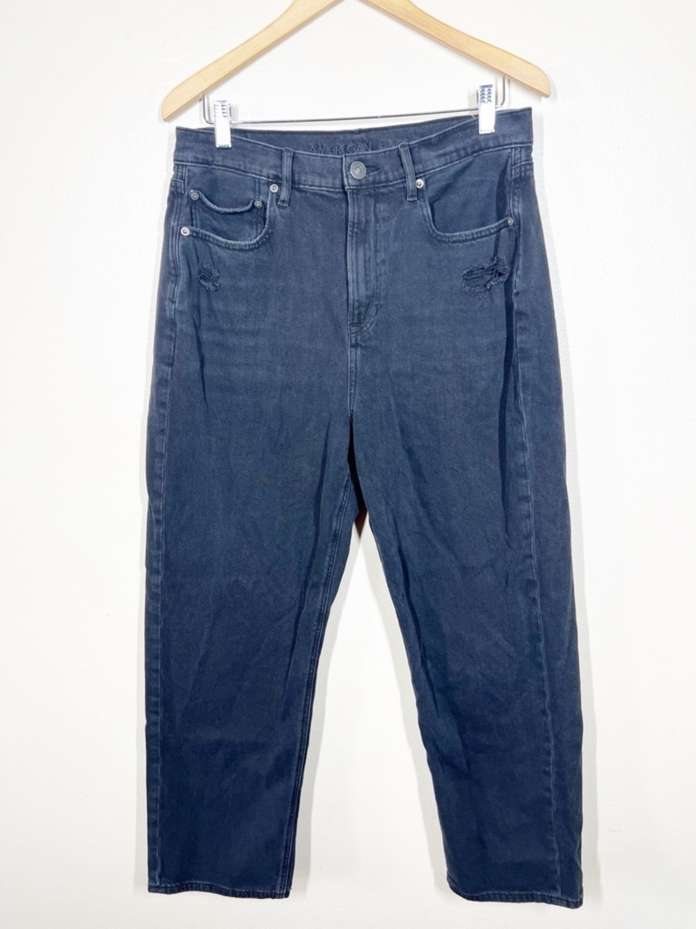 American Eagle Highest Rise 90s Boyfriend Jeans Womens Size 14 Black Denim